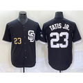 San Diego Padres #23 Fernando Tatis Jr Number Black Jermy 2023 Cool Base Stitched Jersey