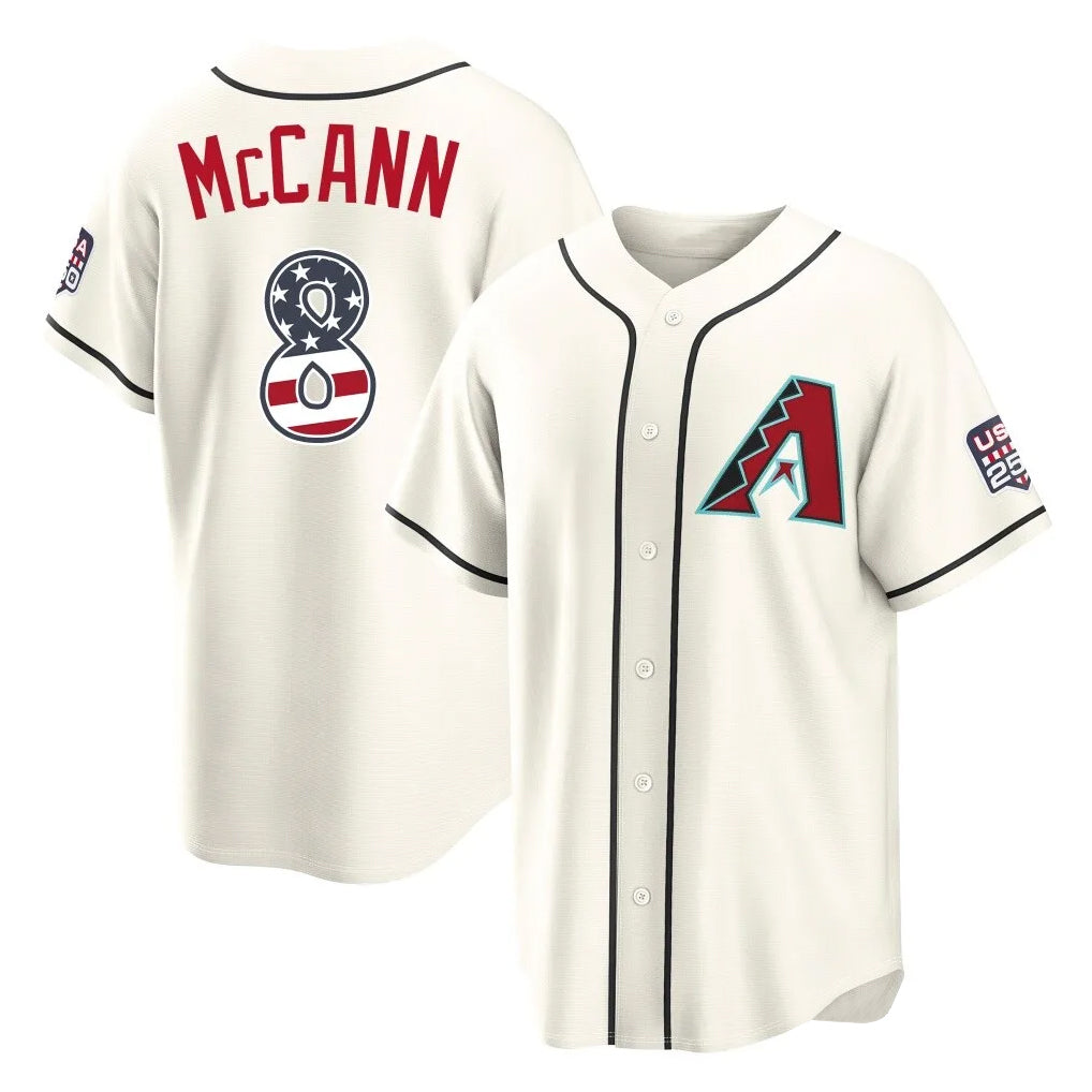Arizona Diamondbacks #8 James McCann Player Cream Jermy USA 250 Fourth of July Home Game Stitched Jerseys