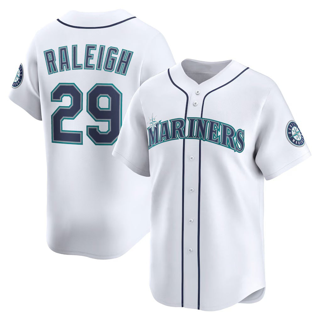 Seattle Mariners #29 Cal Raleigh White Jermy Home Limited Player Jersey
