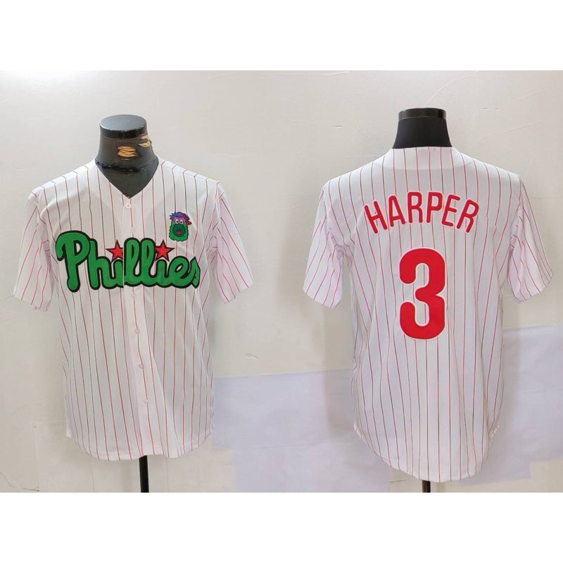Philadelphia Phillies #3 Bryce Harper White Green Jermy Cool Base Stitched Jersey 2