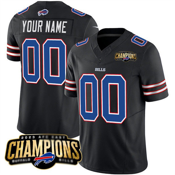 Custom B.Bills Active Player Black Jermy 2023 F.U.S.E. AFC East Champions Ptach Stitched Jersey