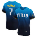 Philadelphia Phillies #7 Trea Turner Navy Jermy City Connect Elite Jersey