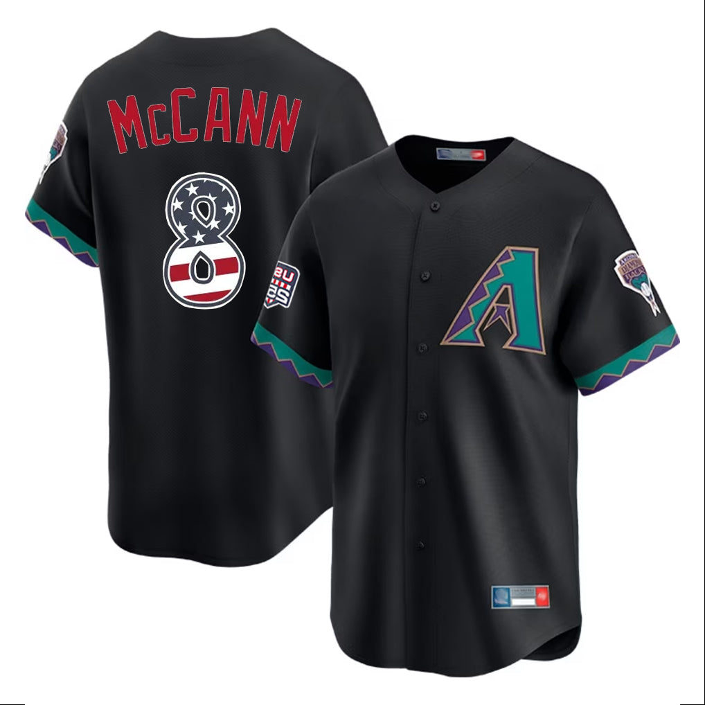 Arizona Diamondbacks #8 James McCann Player Black Jermy USA 250 Fourth of July Home Game Stitched Jerseys