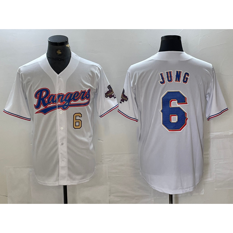 Texas Rangers #6 Josh Jung Number White Jermy 2023 World Series Champions Cool Base Jerseys
