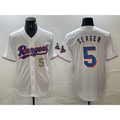 Texas Rangers #5 Corey Seager Number White Jermy 2023 World Series Champions Cool Base Jerseys