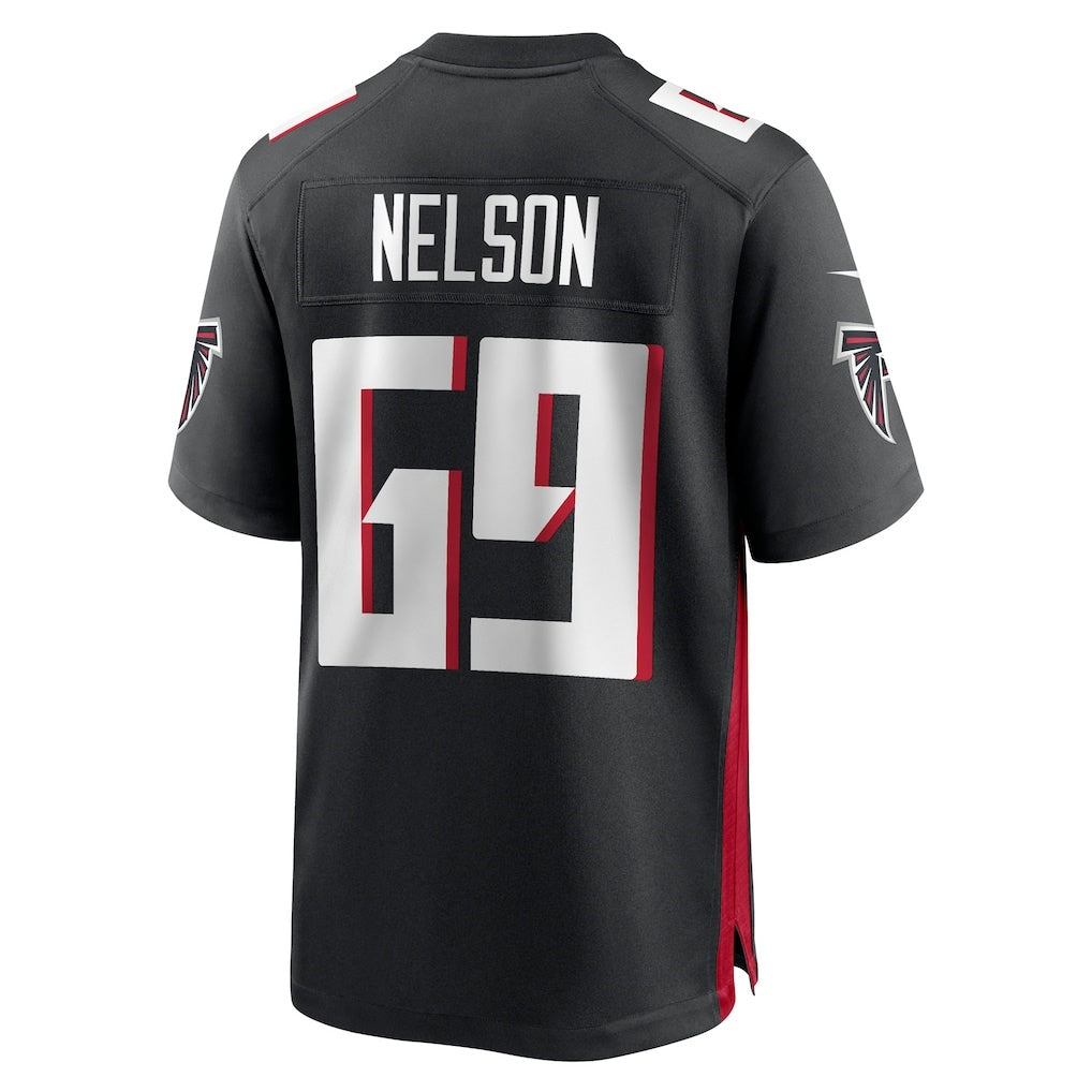 A.Falcons #69 Jack Nelson Black Jermy Team Game Jersey