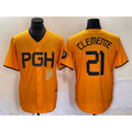 Pittsburgh Pirates #21 Roberto Clemente Gold Jermy 2023 City Connect Stitched Jersey