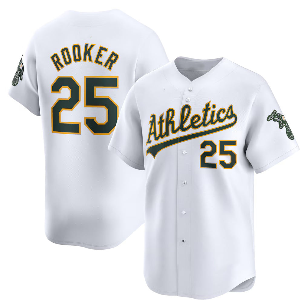 Oakland Athletics #25 Brent Rooker White Jermy Home Limited Player Jersey