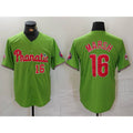 Philadelphia Phillies #16 Brandon Marsh Number Green Jermy With Patch Stitched Cool Base Jersey