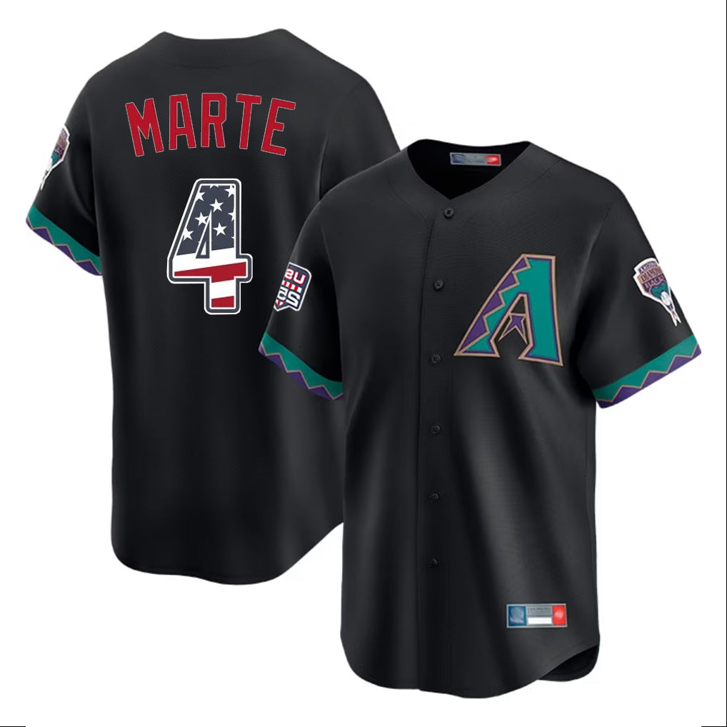Arizona Diamondbacks #4 Ketel Marte Player Black Jermy USA 250 Fourth of July Home Game Stitched Jerseys