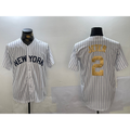 New York Yankees #2 Derek Jeter White Jermy Pinstripe Fashion Cool Base Jersey 2
