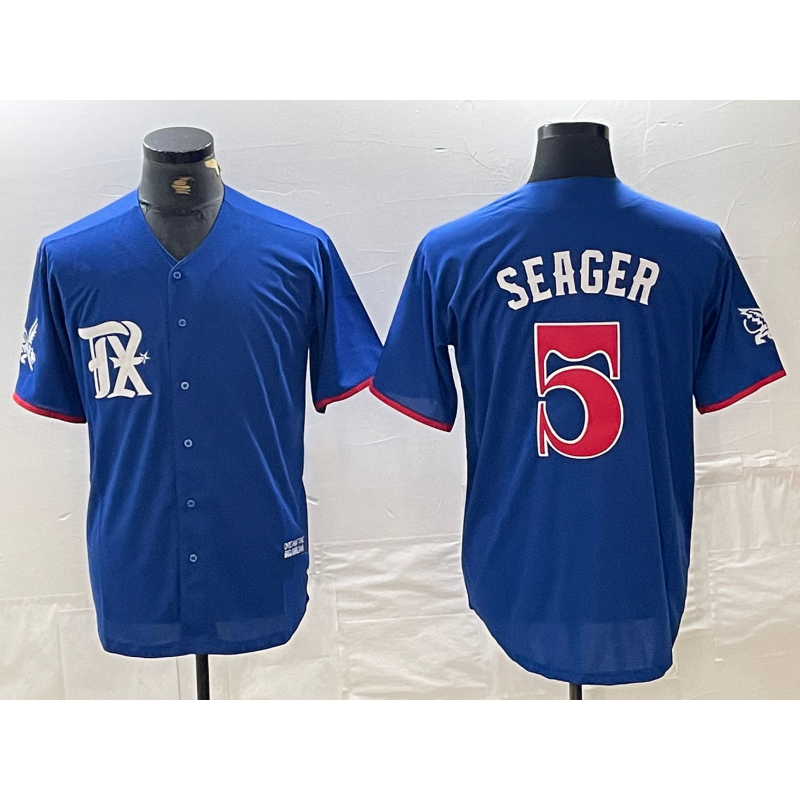 Texas Rangers #5 Corey Seager Royal Blue Jermy 2023 City Connect Stitched Jersey