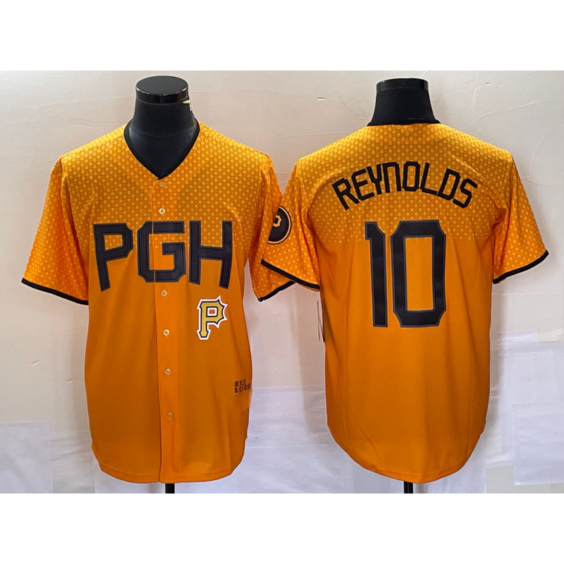 Pittsburgh Pirates #10 Bryan Reynolds Gold Jermy 2023 City Connect Stitched Jersey 2