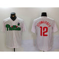 Philadelphia Phillies #12 Kyle Schwarber White Green Jermy Cool Base Stitched Jersey 2