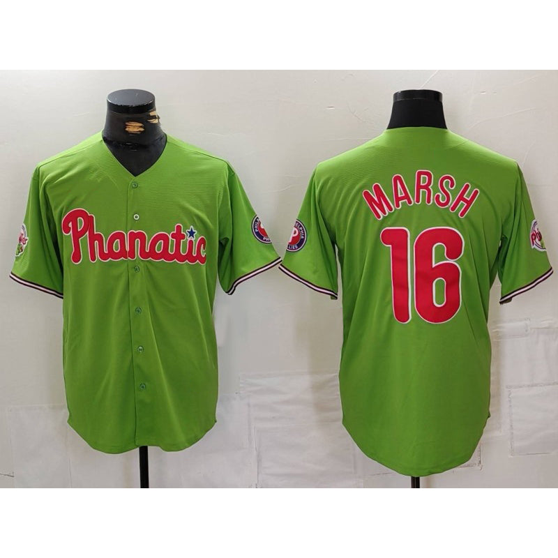 Philadelphia Phillies #16 Brandon Marsh Green Jermy With Patch Stitched Cool Base Jersey