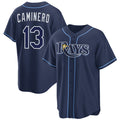 Tampa Bay Rays #13 Junior Caminero Navy Jermy Cool Base Stitched Jersey
