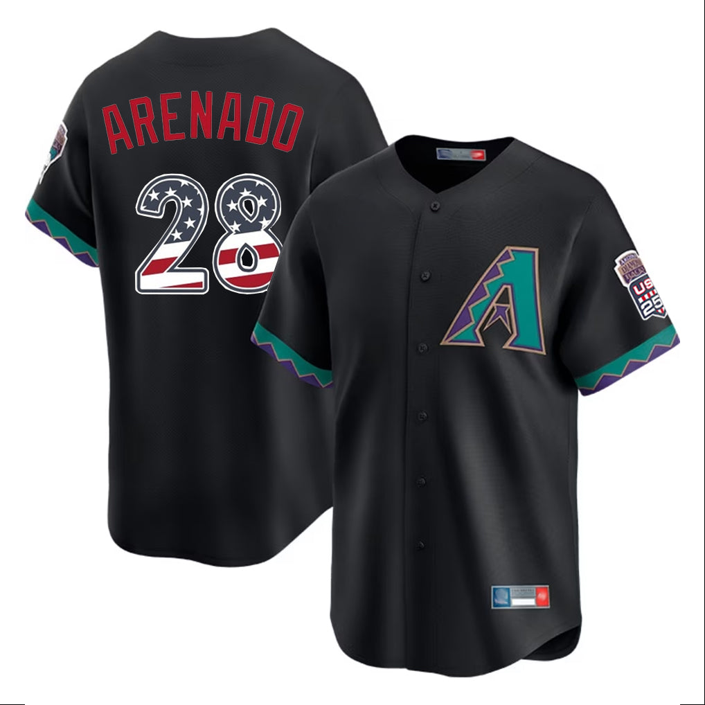 Arizona Diamondbacks #28 Nolan Arenado Player Black Jermy USA 250 Fourth of July Home Game Stitched Jerseys