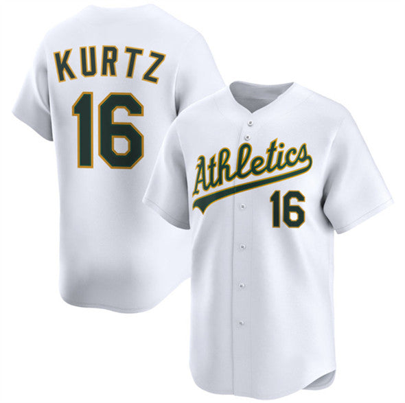 Oakland Athletics #16 Nick Kurtz White Jermy 2024 Home Limited Stitched Jersey