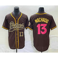 San Diego Padres #13 Manny Machado Number Brown Jermy NEW 2023 City Connect Cool Base Stitched Jersey