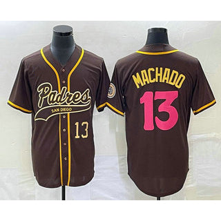 San Diego Padres #13 Manny Machado Number Brown Jermy NEW 2023 City Connect Cool Base Stitched Jersey