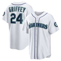 Seattle Mariners #24 Ken Griffey Jr. White Jermy Home Replica Jersey