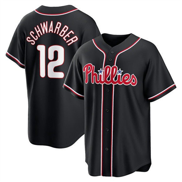 Philadelphia Phillies #12 Kyle Schwarber Fashion Black Jermy Out Stitched Jersey