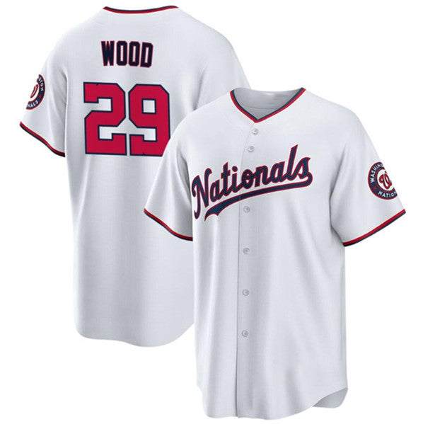 Washington Nationals #29 James Wood White Jermy 2024 Home Limited Stitched Jersey