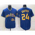 Seattle Mariners #24 Ken Griffey Number Blue Jermy 2023 City Connect Cool Base Stitched Jersey 2