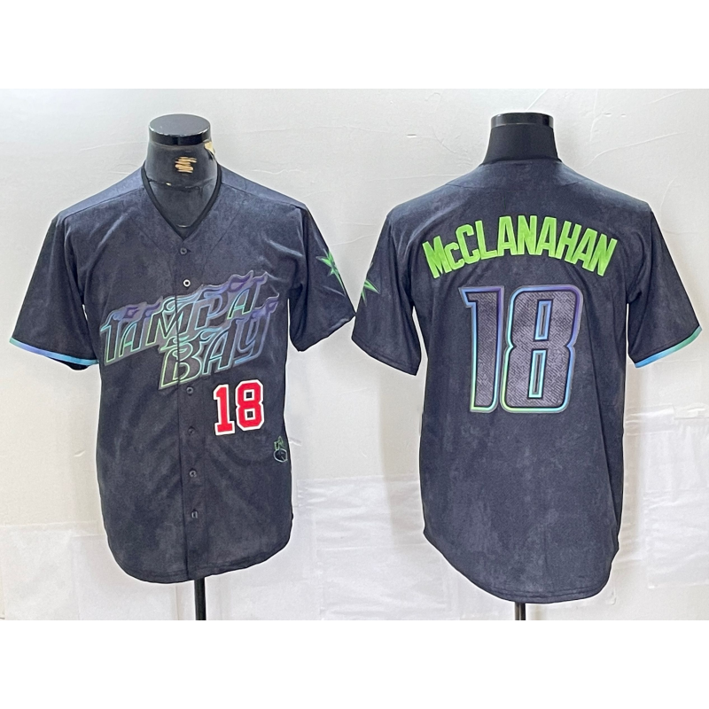 Tampa Bay Rays #18 Shane McClanahan Number Charcoal Jermy 2024 City Connect Limited Stitched Jerseys