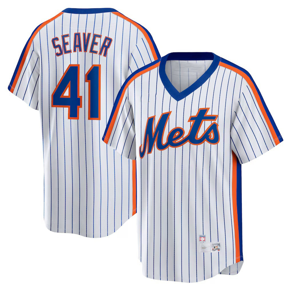 New York Mets #41 Tom Seaver White Jermy Home Cooperstown Collection Player Jersey