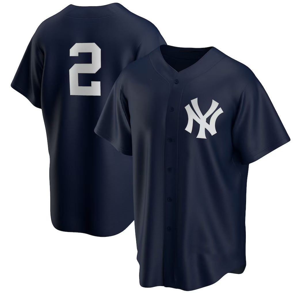 New York Yankees #2 Derek Jeter Navy Jermy Alternate Replica Player Jersey