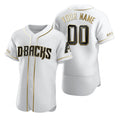 Custom Arizona Diamondbacks White Jermy Stitched Flex Base Golden Edition Jersey