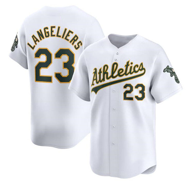 Oakland Athletics #23 Shea Langeliers White Jermy Home Limited Stitched Jersey