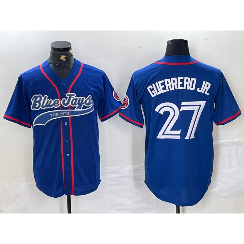 Toronto Blue Jays #27 Vladimir Guerrero Jr Blue Jermy Cool Base Stitched Jersey 2