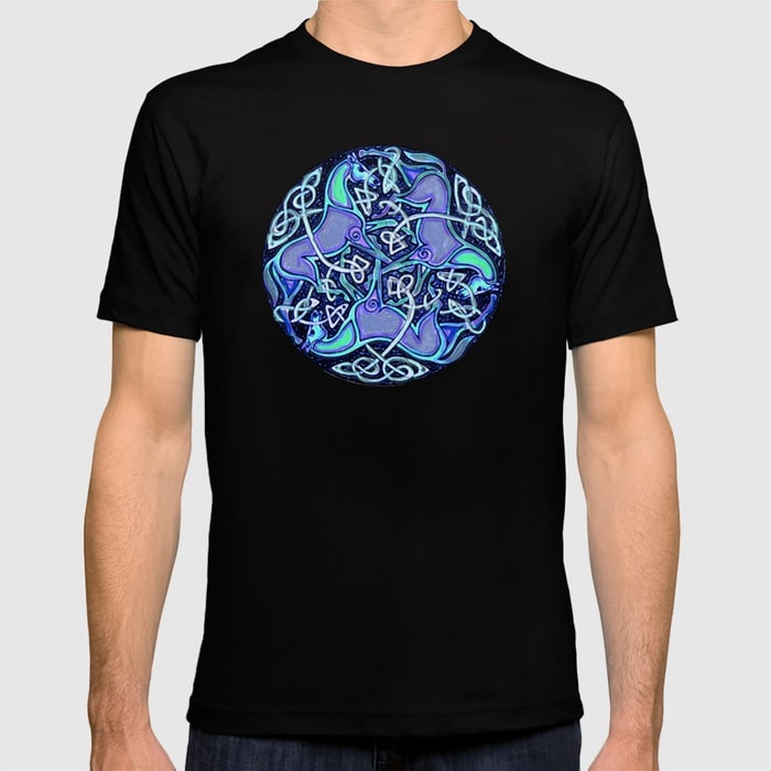 Blue Celtic Crew Neck Short Sleeve Summer T-Shirts