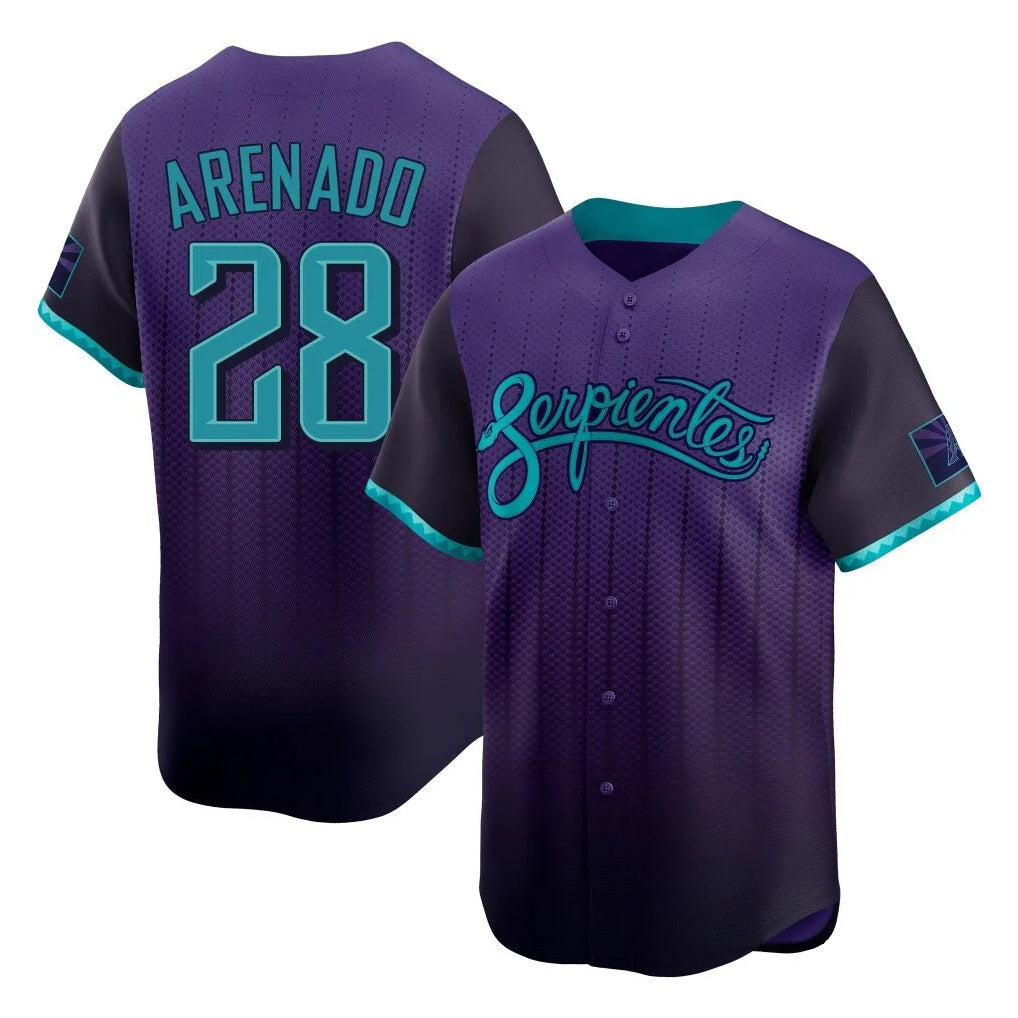 Arizona Diamondbacks #28 Nolan Arenado Player Purple Jermy City Connect Limited Home Game Stitched Jerseys