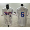 Texas Rangers #6 Josh Jung Number White Jermy 2024 Gold Collection Limited Cool Base Jersey