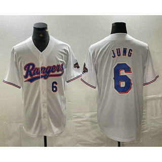 Texas Rangers #6 Josh Jung Number White Jermy 2024 Gold Collection Limited Cool Base Jersey