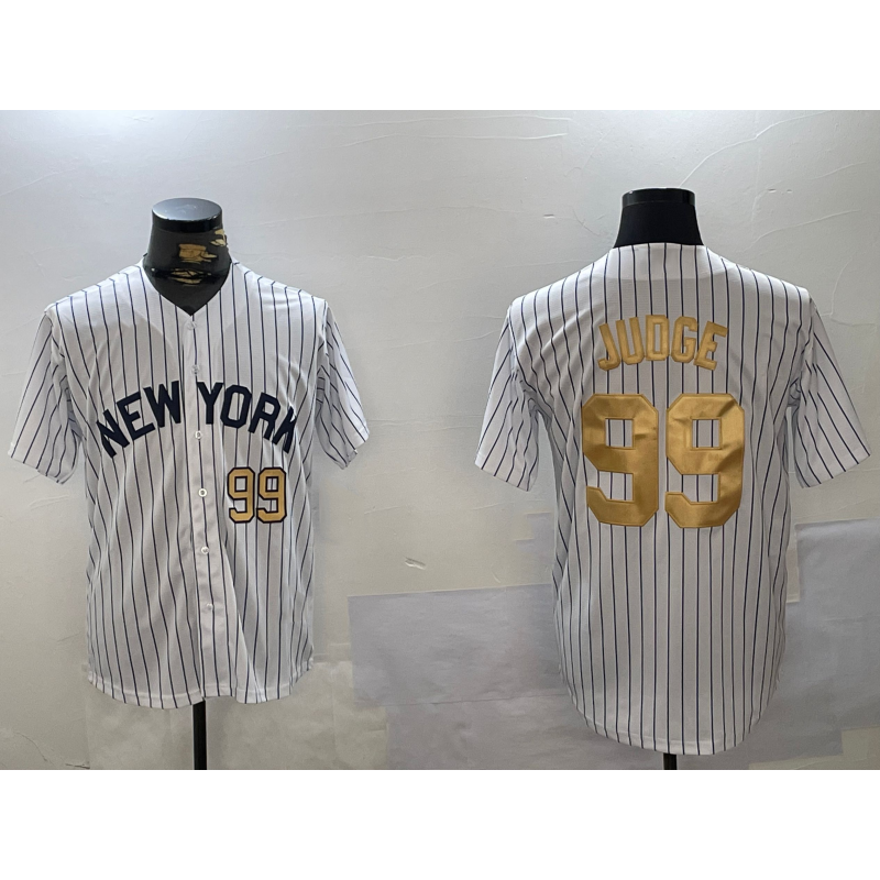 New York Yankees #99 Aaron Judge White Jermy Pinstripe Fashion Cool Base Jerseys