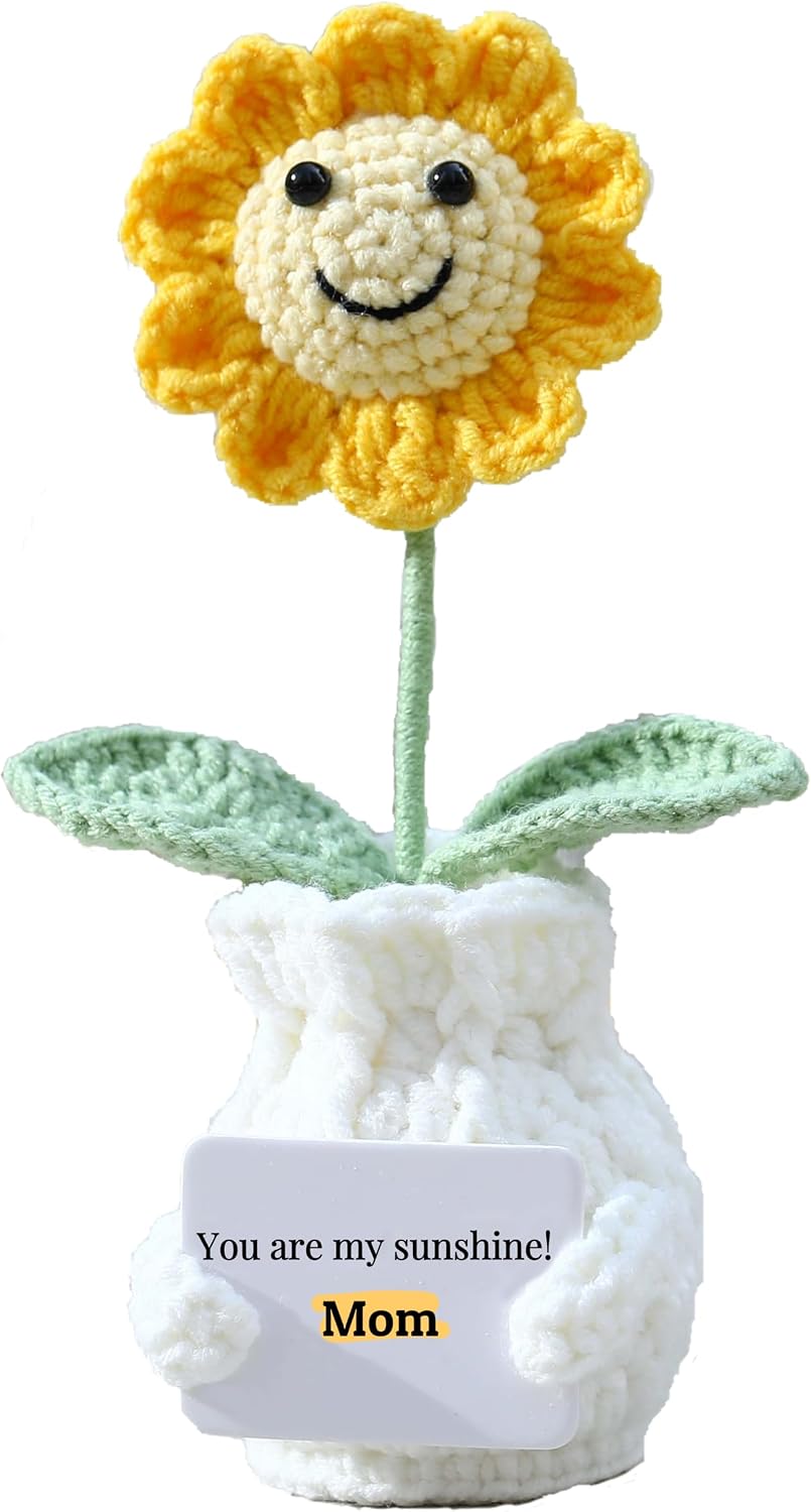 Valentines Day Gift for Mom Crochet Sunflower – You are My Sunshine! Mom! Crochet Gift from Daughter Son Kid - Handmade Knitted Sunflower Pot for Women, Appreciation Gifts Crochet Plant Visit the YOOJEE Store