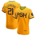 Pittsburgh Pirates #21 Roberto Clemente Gold Jermy City Connect Elite Player Jersey