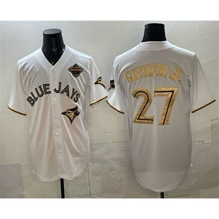 Toronto Blue Jays #27 Vladimir Guerrero Jr White Gold Jermy 2025 American League Champions Limited Stitched Jersey