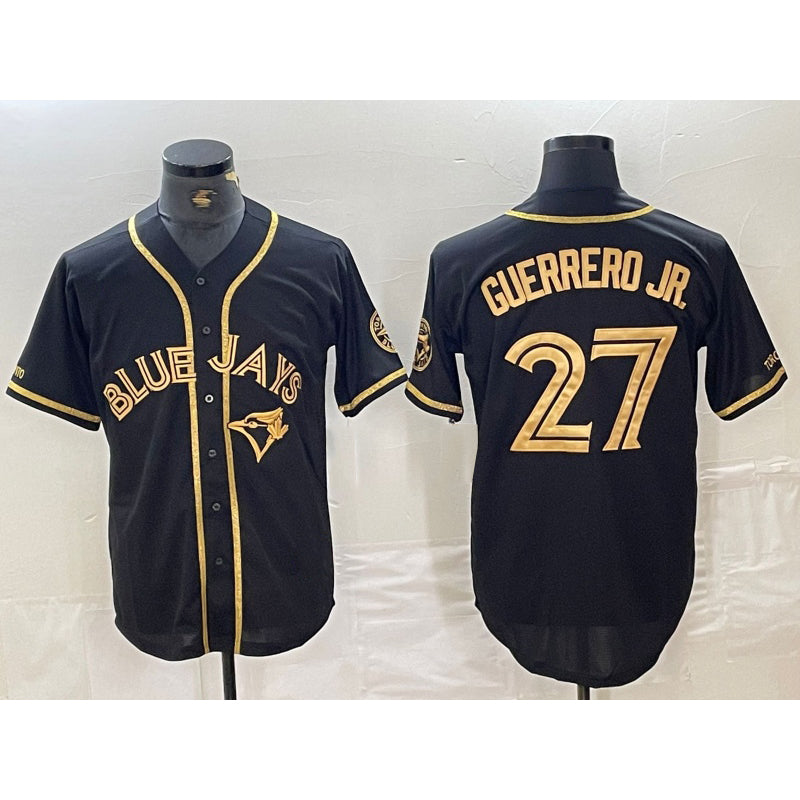 Toronto Blue Jays #27 Vladimir Guerrero Jr Black Gold Jermy Cool Base Stitched Jersey