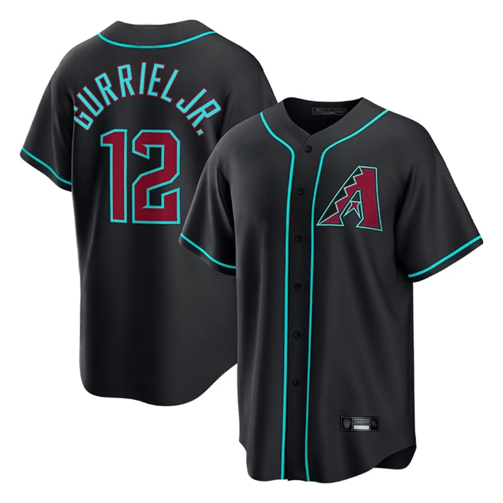 Arizona Diamondbacks #12 Lourdes Gurriel Jr Player Black Jermy Fashion Out Home Game Stitched Jerseys
