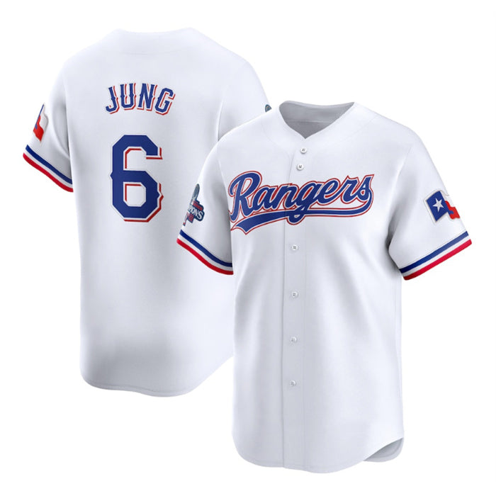 Texas Rangers #6 Josh Jung White Jermy 2023 World Series Champions Stitched Jersey