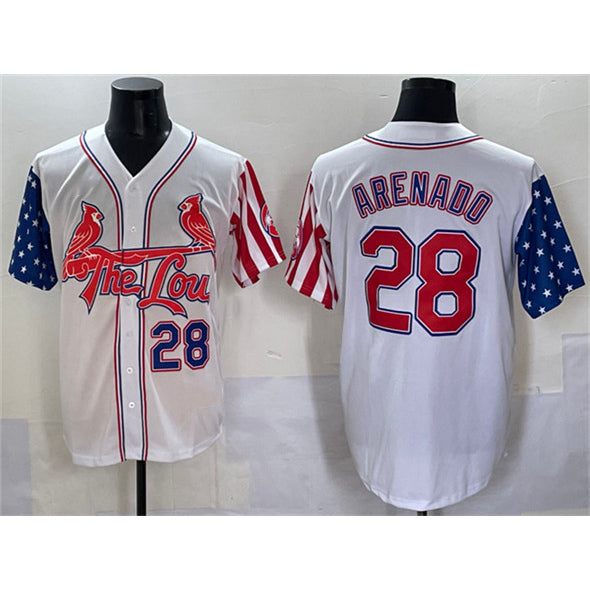 St. Louis Cardinals #28 Nolan Arenado White Jermy Independence Day Vapor Premier Limited Stitched Jersey