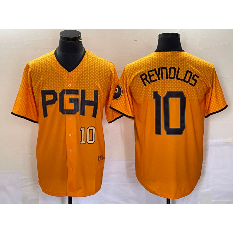 Pittsburgh Pirates #10 Bryan Reynolds Number Gold Jermy 2023 City Connect Stitched Jersey