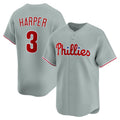 Philadelphia Phillies #3 Bryce Harper Gray Jermy Road Limited Player Jersey
