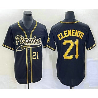 ittsburgh Pirates #21 Roberto Clemente Number Black Jermy Cool Base Stitched Jersey