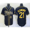 ittsburgh Pirates #21 Roberto Clemente Number Black Jermy Cool Base Stitched Jersey
